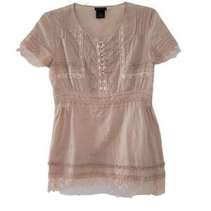 Lace Trim Cottagecore Cotton Blouse